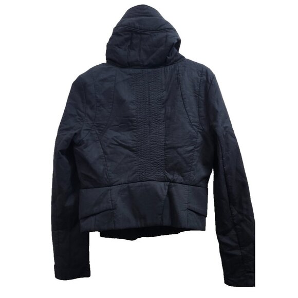 JNBY Women’s Black High Collar Jacket Size L Asymmetrical Zip Modern Minimalist - Picture 7 of 16